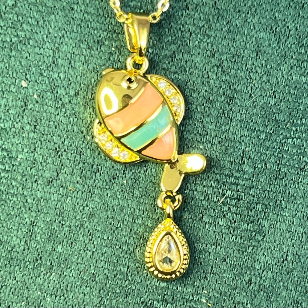 Fish Wishes!  Multi-color Sweet Fish  Pendant Necklace 16-18”